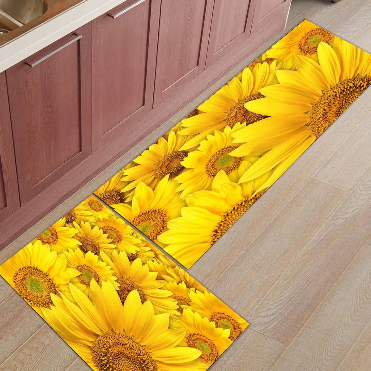 Sunflower Blossoms Yellow Flower Carpet Anti-slip Kitchen Mat for Floor Outdoor Entrance Doormat Living Room Bath Area Rugs 1PC