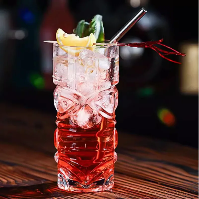 كوب تيكي من الزجاج الكريستالي ، كوب كوكتيل هاواي ، كوب وجه شبح ، كوب ماء إنشاء غوم #4