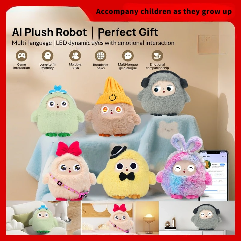 

NEW HOT AI Plush Toy W/Smart Voice&LED Eyes,Interactive Companion for Kid/Adult‌Gift-ReadyRechargeable E-Pet open up fun life