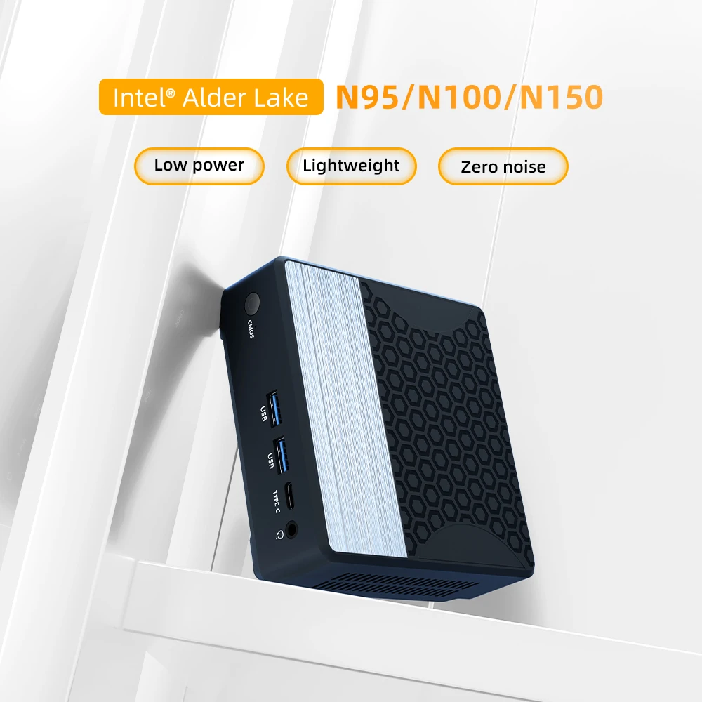 YCTipc Alder Lake N100 Mini PC Windows 11 Pro WiFi5 BT4.2 DDR4 16 GB di RAM 512 GB NVMe SSD RJ45 Desktop Office