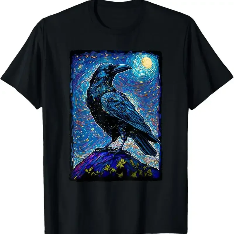 NEW LIMITED Raven Starry Night Crow Lover Cool Design T Shirt Size S 5XL