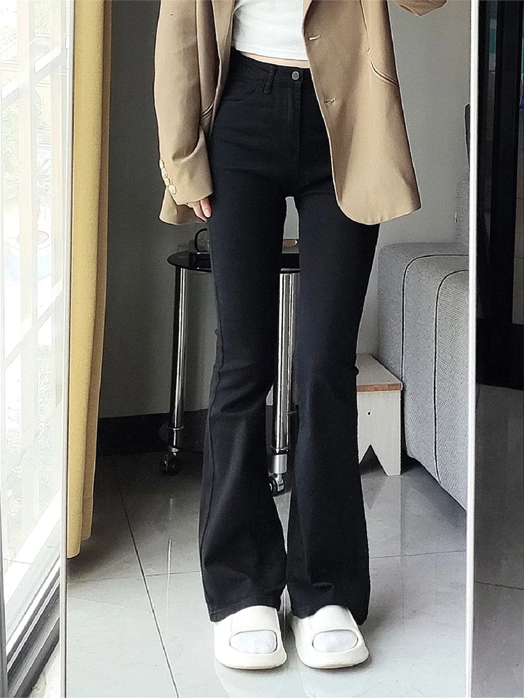 

High Waist Wide Leg Jeans Women's plus Size Loose Fit Elastic Micro Flared Denim Pants Bla Casual High Waist Jeans