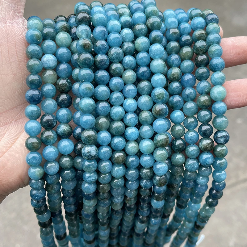 Hot Selling 6 8 10mm Dyed Apatite Color Chalcedony Round Loose Spacer Bead For Jewelry Making Diy Necklace Bracelet Accessory