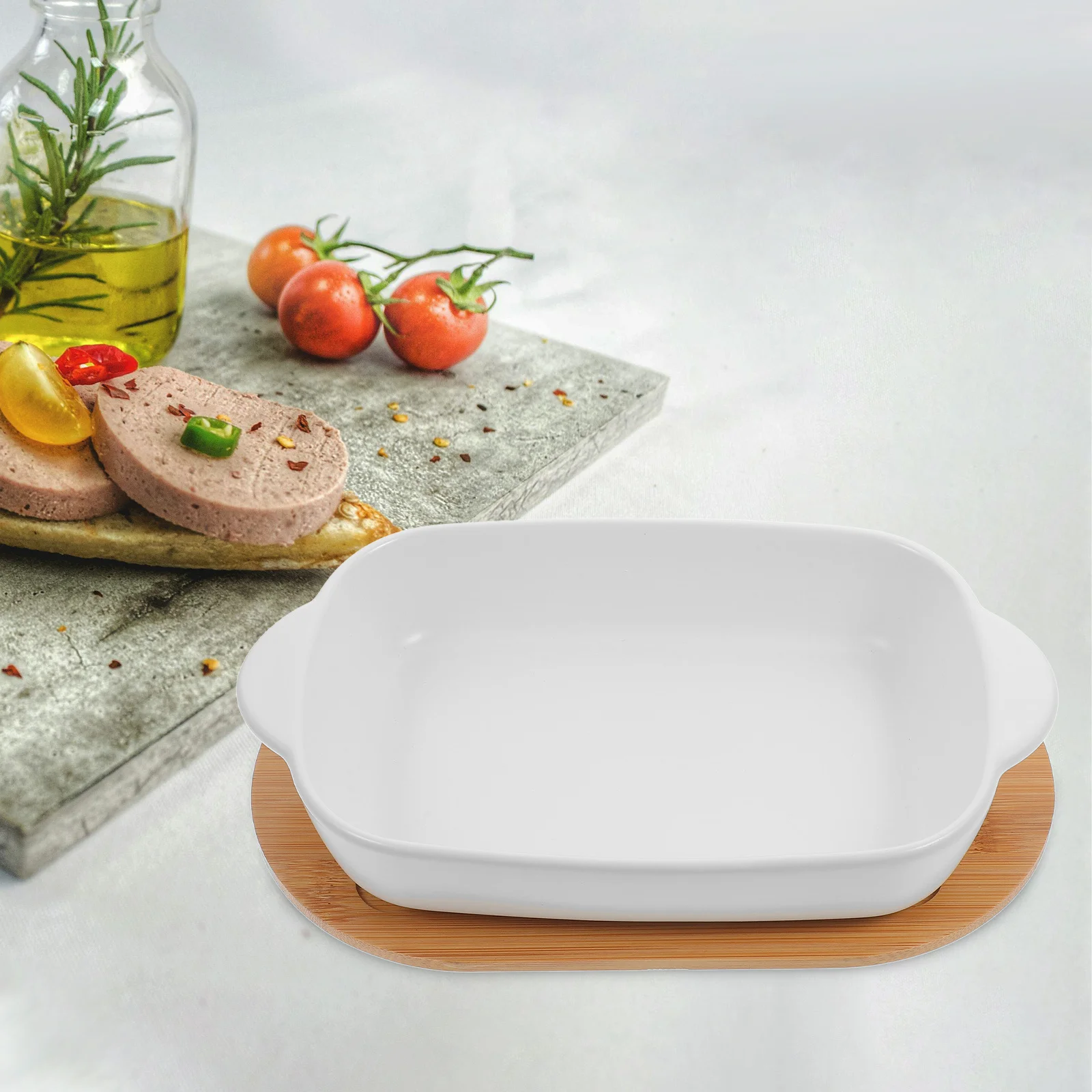 

Керамическая тарелка для выпечки с двойной ручкой, безопасная для духовки, микроволновая печь, можно мыть в посудомоечной машине, тарелка для запекания, кухонная посуда, противень