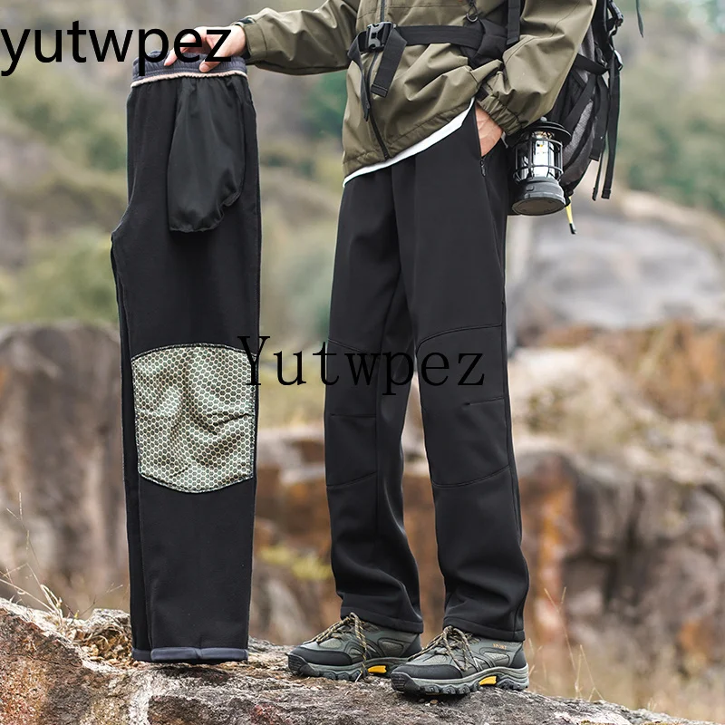 Waterproof Men's Graphene Heating Casual Pants Winter Workwear Trousers Breathable Couple Outdoor Fleece‑lined Softshell Pants