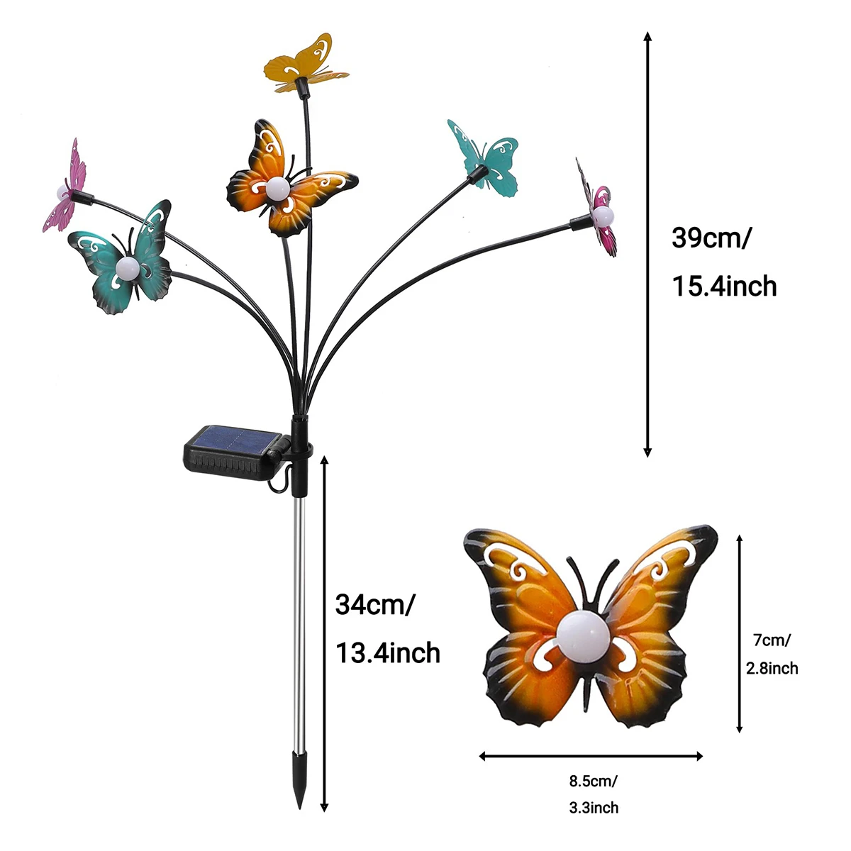 2Pcs Butterfly Solar Swaying Lights IP65 Waterproof LED Solar Butterfly Light Auto On/Off Solar Powered Garden Stake Lights
