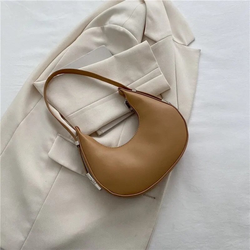 Underarm Bag New Tide Solid Color Casual Texture Fashion One Shoulder French Niche Crescent Shape