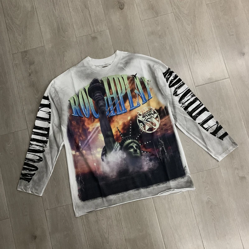 American Style Retro Distressed Rough Play Short Sleeved Summer High Quality Cotton T-shirt