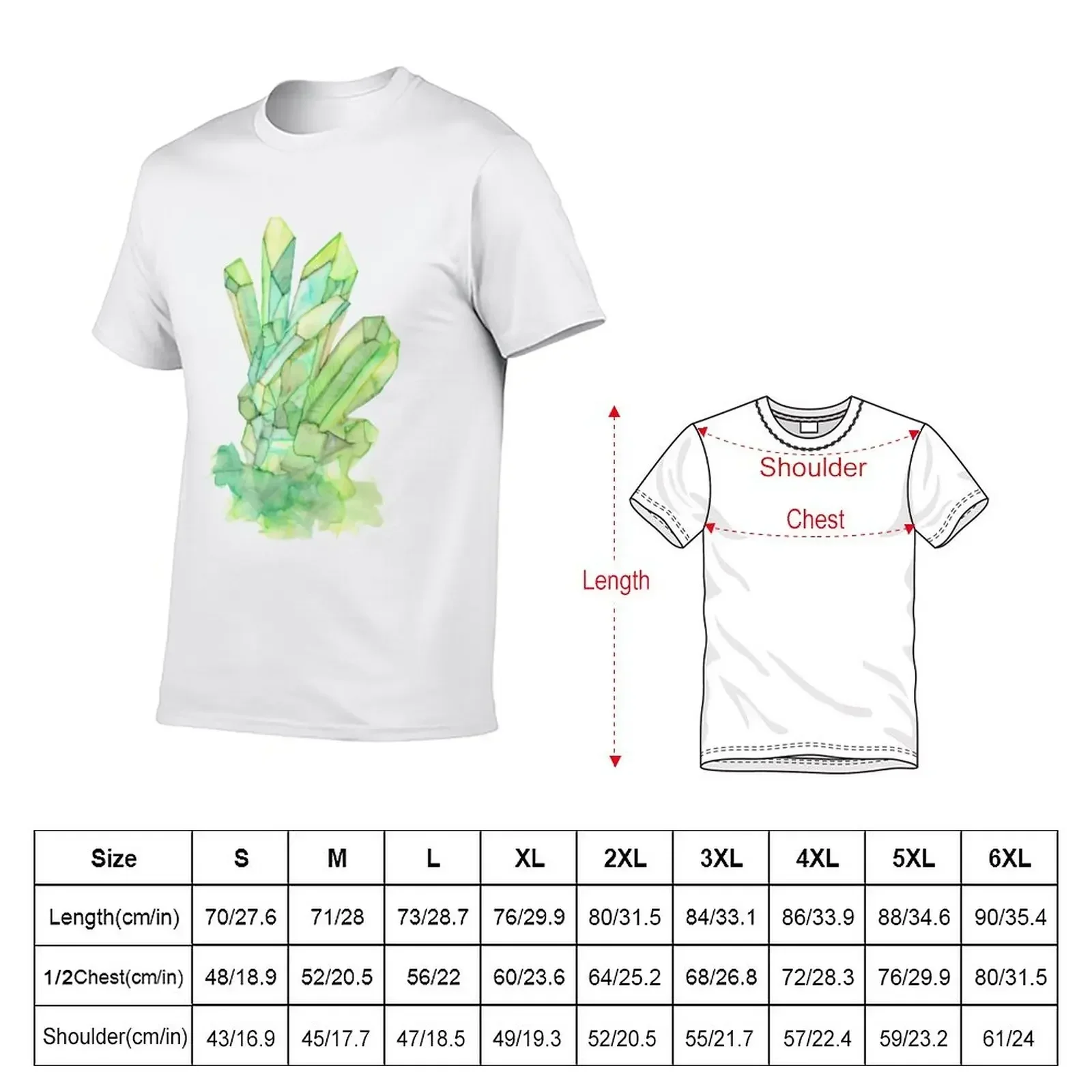 Watercolor Crystals Inclusion series #4 Green T-Shirt funnys Aesthetic clothing funny t shirts for men