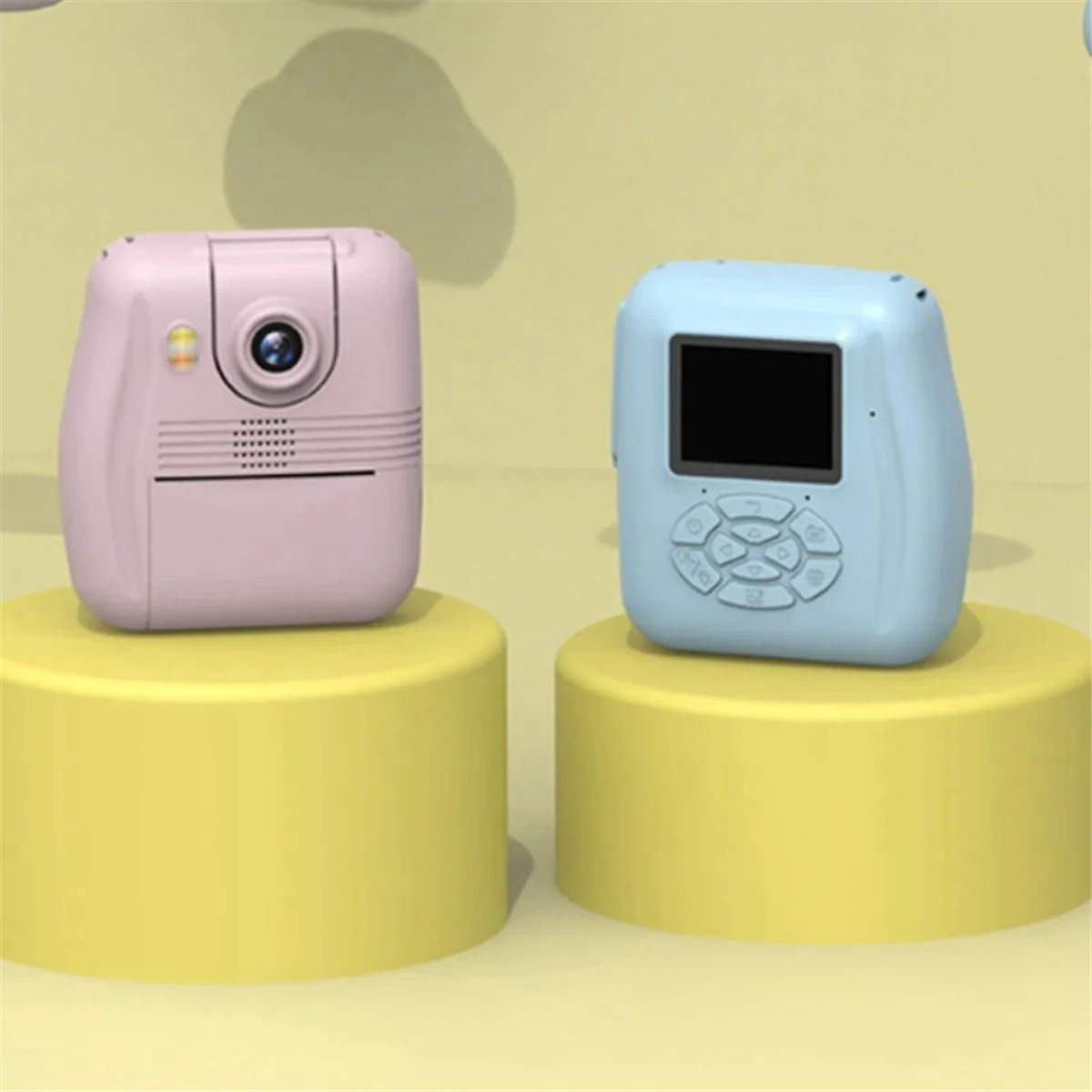 AA98 Flip Lens Kids Portable Printer Thermal Paper Stickers Paper Mini Printers Multi-Function Digital Small SLR Pink