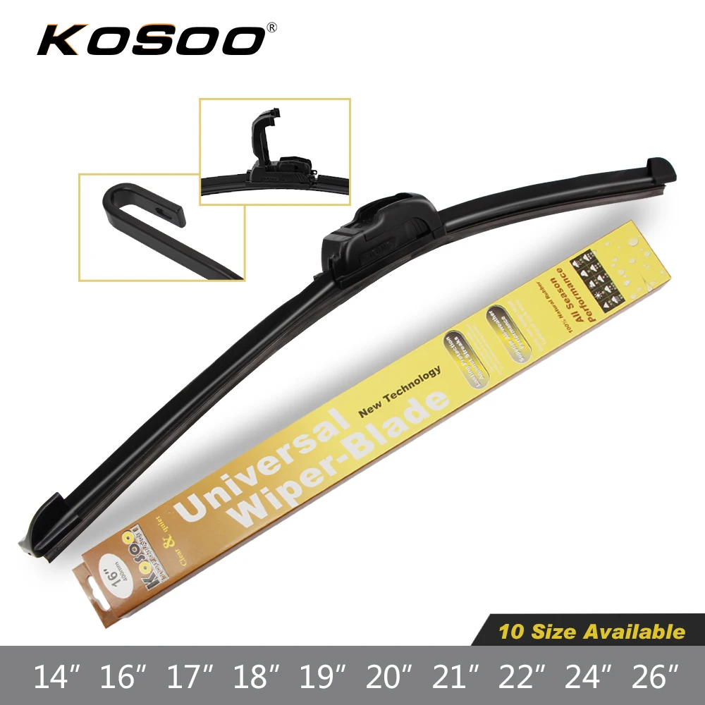 

KOSOO Wiper Blade Top Quality Auto Universal Natural Rubber Car Wipers Soft Windshield Blades 14-28inch Styling Car Accessories