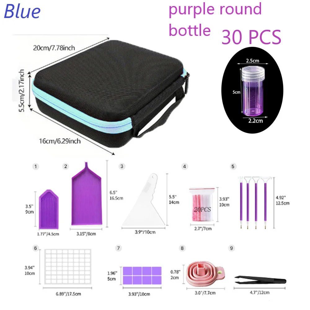 2024 New Diamond Painting Art Tools Accessories Bead Storage Storage Bag Plastic Purple Storage 30 Bottles Cross Stitch Clay Kit