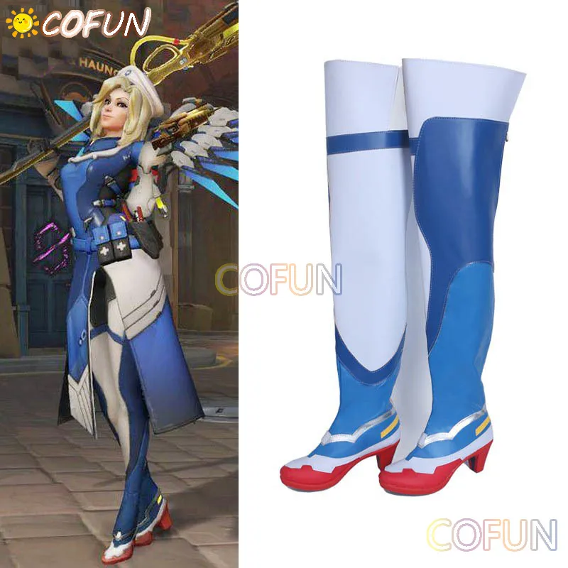 أحذية COFUN مخصصة Mercy Angela Ziegler التأثيرية أحذية طويلة للنساء والرجال أحذية لعبة الهالوين #2