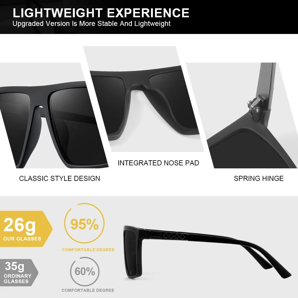 CRIXALIS Classics Square Polarized Sunglasses Men Anti-glare Outdoor Driving Sun Glasses Male Fashoin Beach Shades UV Protection