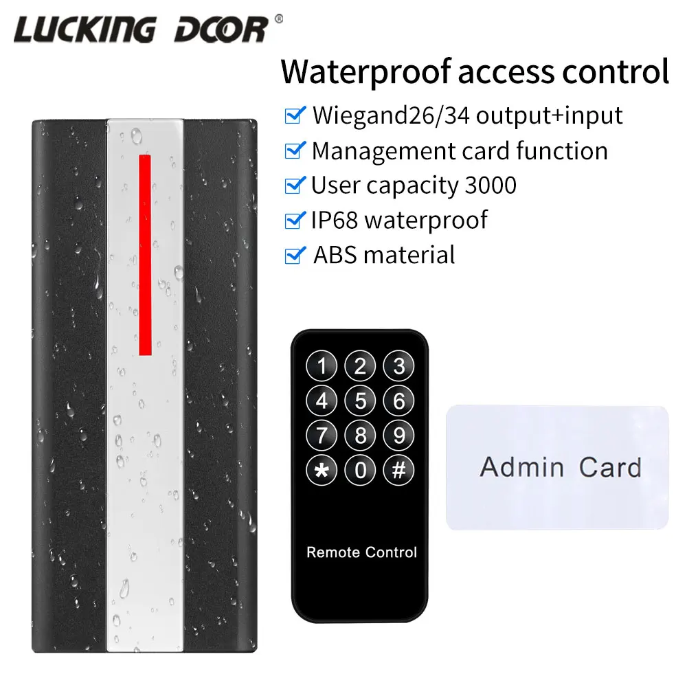125khz/13.56Mhz Access Control RFID Reader 3000 User Proximity Card Access Control System Waterproof IP67 Standalone Access