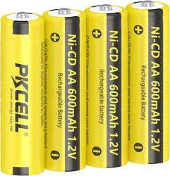 PKCELL 4 szt. Bateria NI-CD lampa słoneczna AA NiCd AA 600mAh 1.2V akumulatory do lamp słonecznych oświetlenie ogrodowe