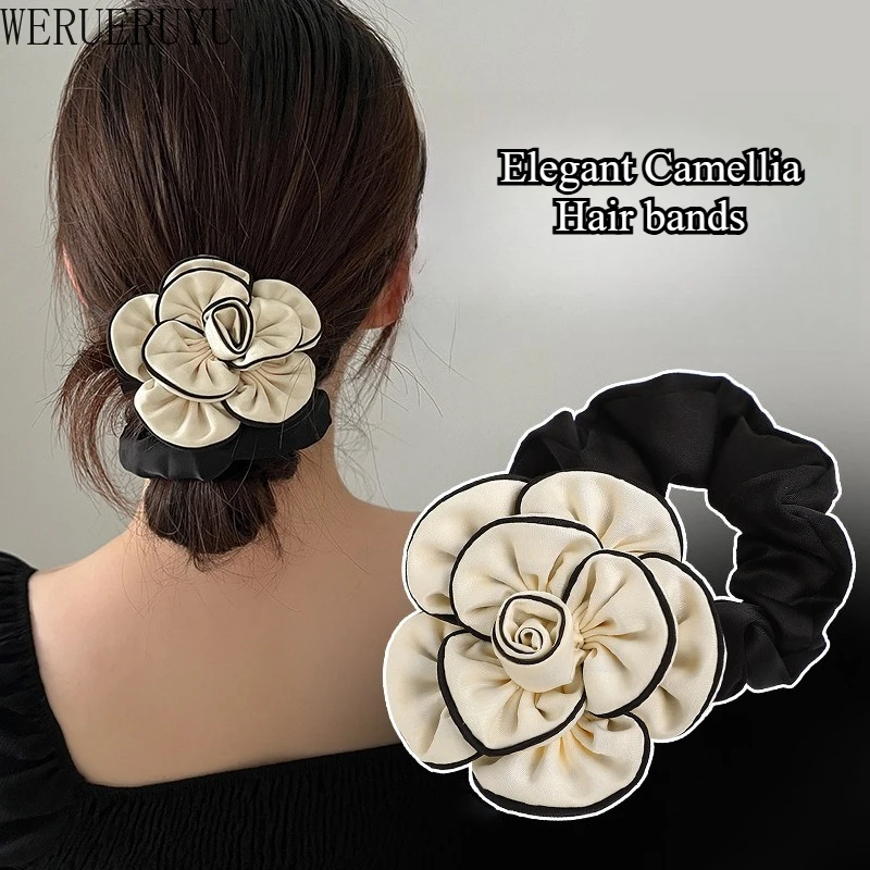 

Элегантные эластичные ленты для волос с камелией для женщин, аксессуары для волос, высокоэластичная резинка для волос с хвостиком, резинка для волос для девочек 2025