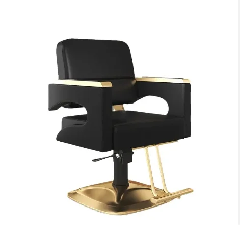 

Роскошный набор мебели для парикмахерской: черно-золотой комплект для салона красоты, включающий кресло для мытья головы, кресло для маникюра и зеркало, в продаже.
