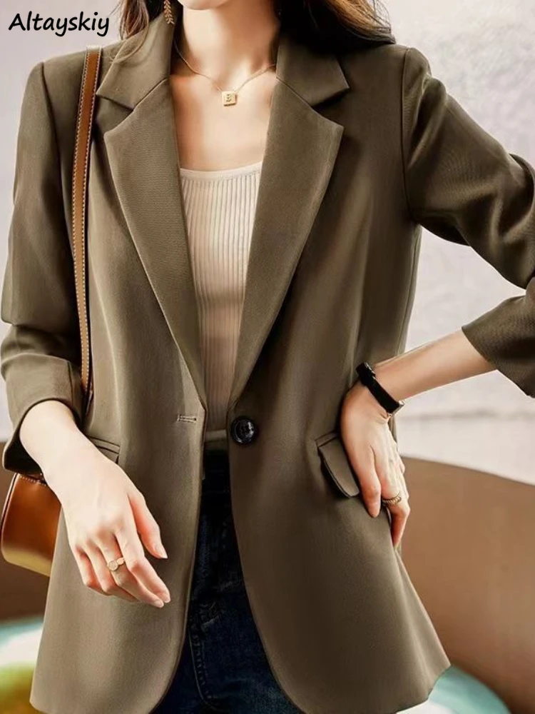 

Блейзеры Женские однотонные офисные повседневные винтажные на одной пуговице универсальные Изящные Привлекательные индивидуальные в Корейском стиле