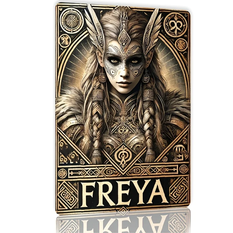 Room Decor , Freya Goddess Norse Mythology Metal Tin Sign, , Bohemian Retro Wall Art, Iron Crafted,  Decor for Bars, Cafes, Beac