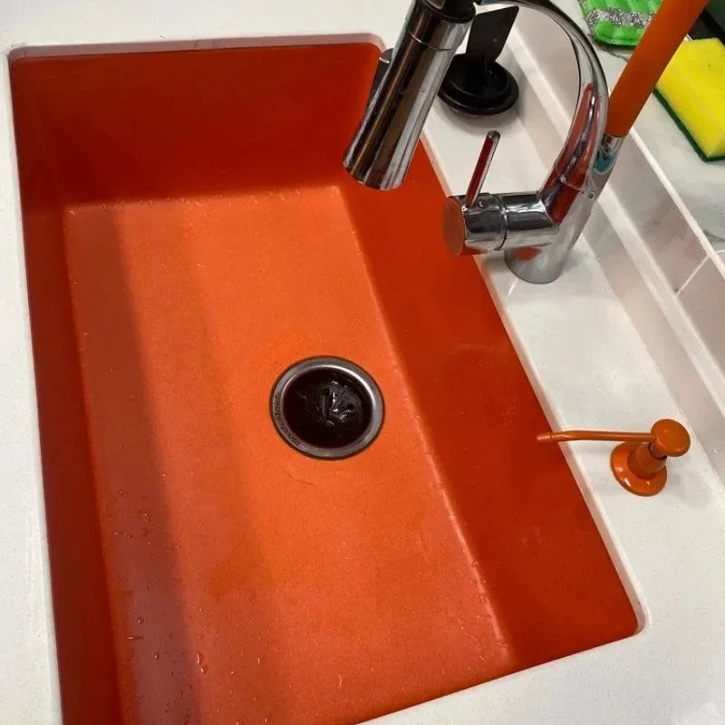 orange quartz stone sink kitchen