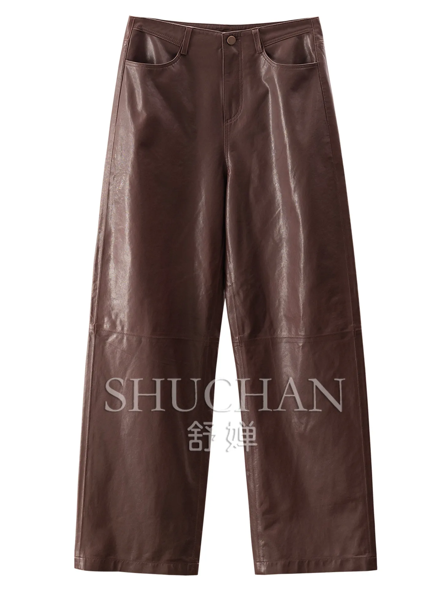 Luxury Sheepskin Pants Straight Long Legs High Waist Vegetable Tanned Sheepskin Micro Cone Straight Pants Women F030