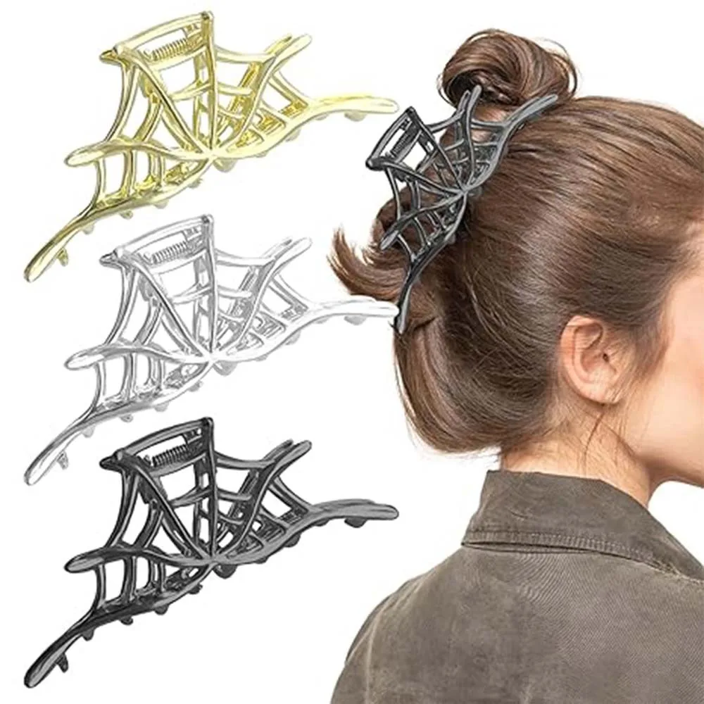 Fashion Alloy Spider Shark Clip Hollow Soild Color Halloween Hair Claw Punk Cosplay Metal Hair Clip Work