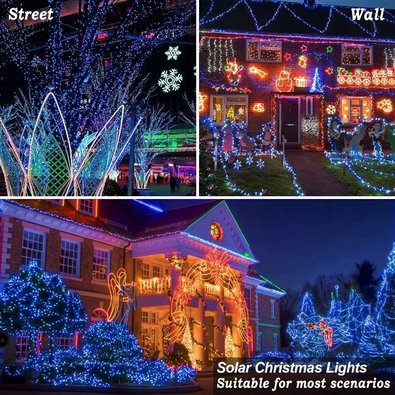 أضواء الشمسية في الهواء الطلق مقاوم للماء سلسلة أضواء الشمسية 8 طرق أضواء الجاذبية وميض الشمسية لعيد الميلاد حديقة عطلة الزفاف ديكور