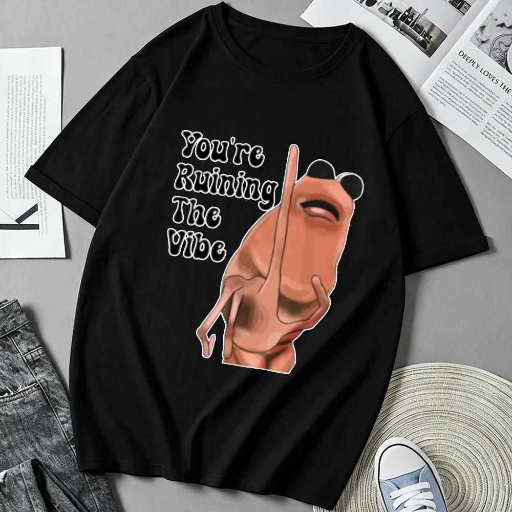 You’re Ruining The Vibe Funny Meme Character Retro Font Graphic Print Cotton T‑Shirt Casual Loose Streetwear Top Humorous Tees