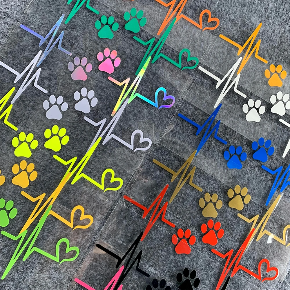 Heartbeat Dog Paw Reflective Stickers Motorcycle Motor Bike Scooter Body Decal Accessories for Piaggio Vespa 300 GTS PX Sprint