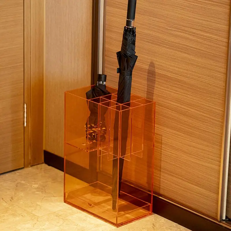 ‌Commercial Acrylic Umbrella Stands Heavy Duty Drip-Dry Rack Entryway Waterproof Storage for Hotel Lobby Clear Standing Holder