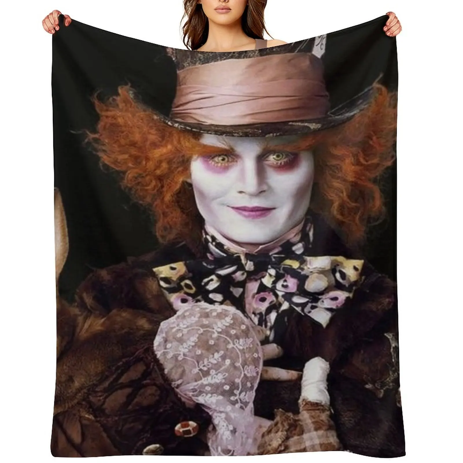 

mad hatter Throw Blanket Shaggy Flannel Fabric Hairys for babies Blankets