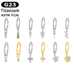 1PC ASTM F136 G23 Titanium Piercing Jewelry Wholesale Cartilage Earrings Helix Conch Ear Clip Zircon Pendant Rook Lobe Piercing