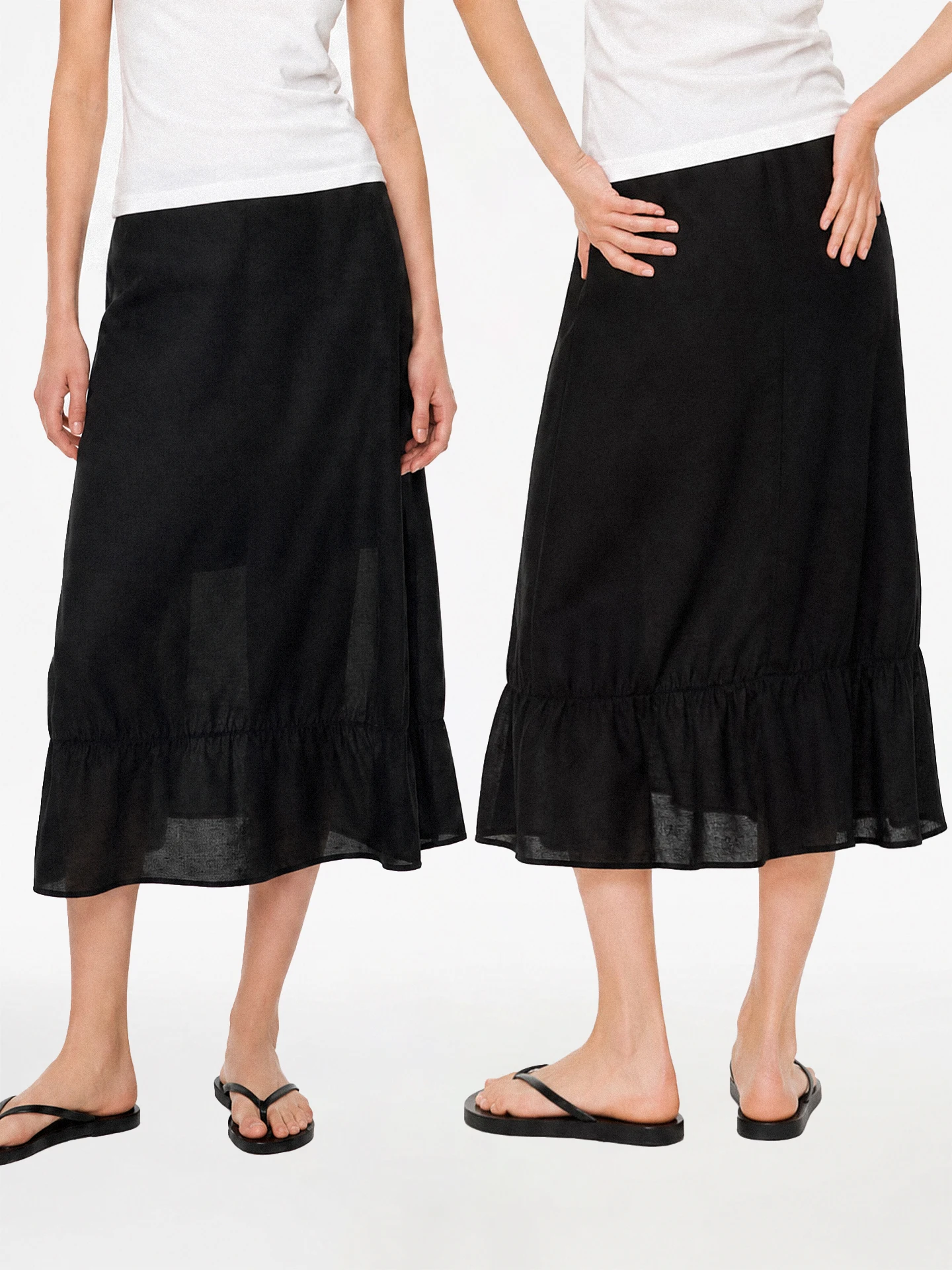 Elegant TDDP  Silk Women's Midi Skirt Breathable Thin Cotton Blend A-Line Loose Fit Citywalk Summer New Arrival