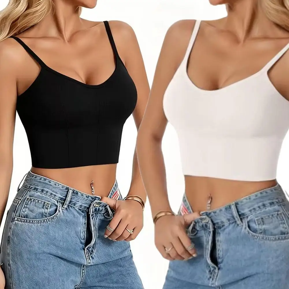 Yoga Underwear Women Breathable Solid U-Shaped Fitness Sports Bra Top With Chest Pad Gym Athletic Tight Workout Jog Running Vest