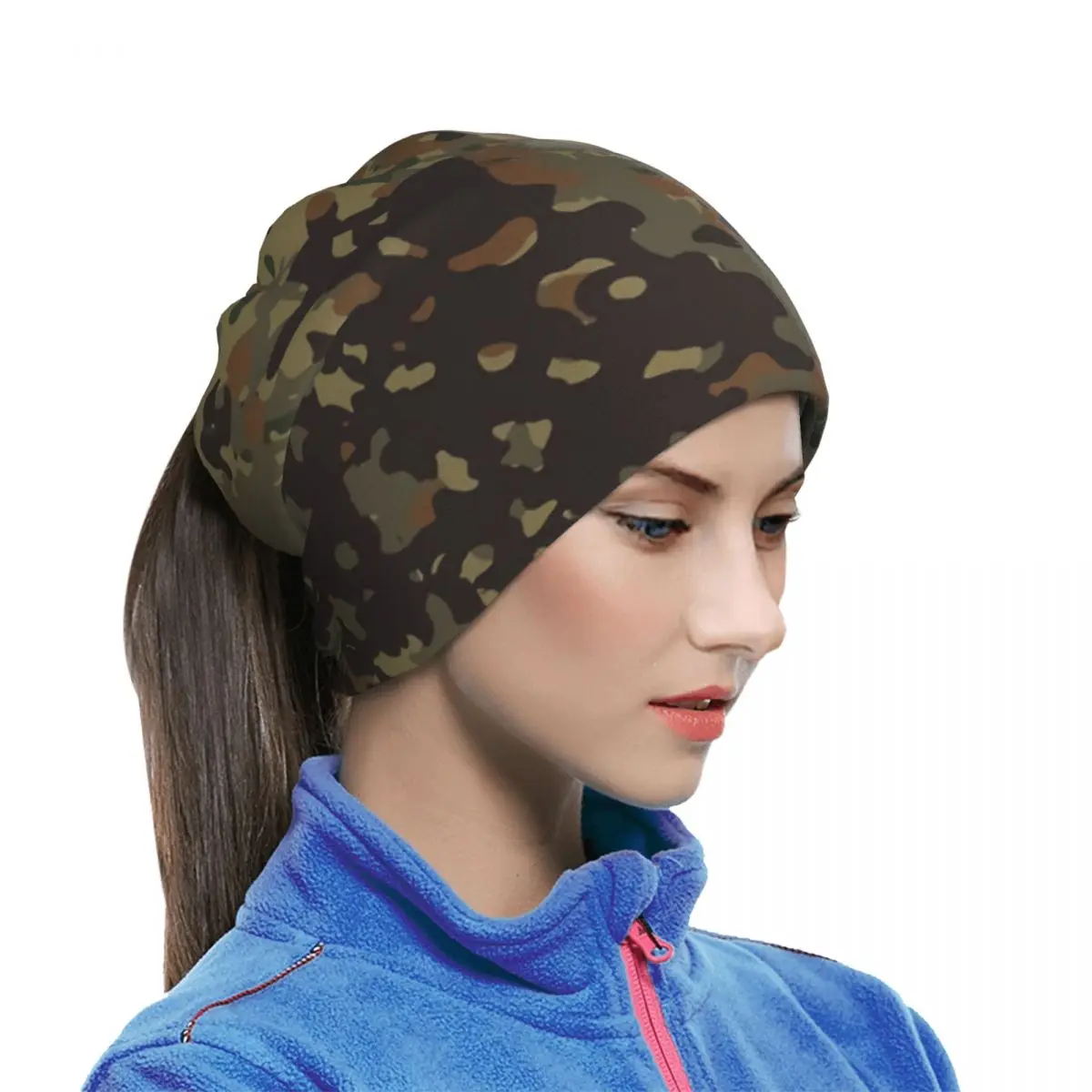 Flecktarn Camo Bandana Neck Gaiter Camouflage Art Culture Windproof Face Mask Scarf Cover Women Men Headwear