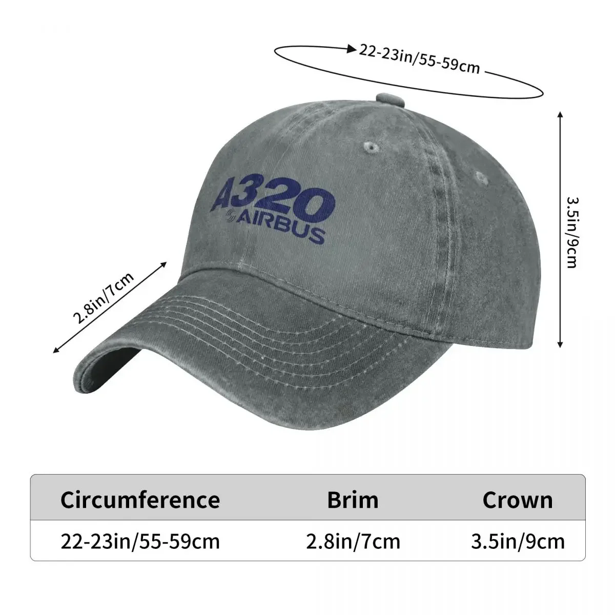 Airbus A320 Logo Baseball Caps Fashion Denim Fabric Hats Outdoor Adjustable Casquette Streetwear Baseball Cowboy Hat for Unisex