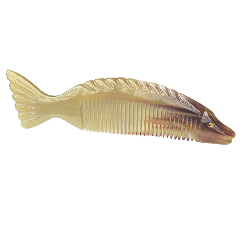 1 قطعة مشط شكل السمكة قسط المحمولة القرن مشط الشعر للنساء السلس وفك تشابك مكافحة ساكنة تصفيف الشعر أداة دائم غرامة #6