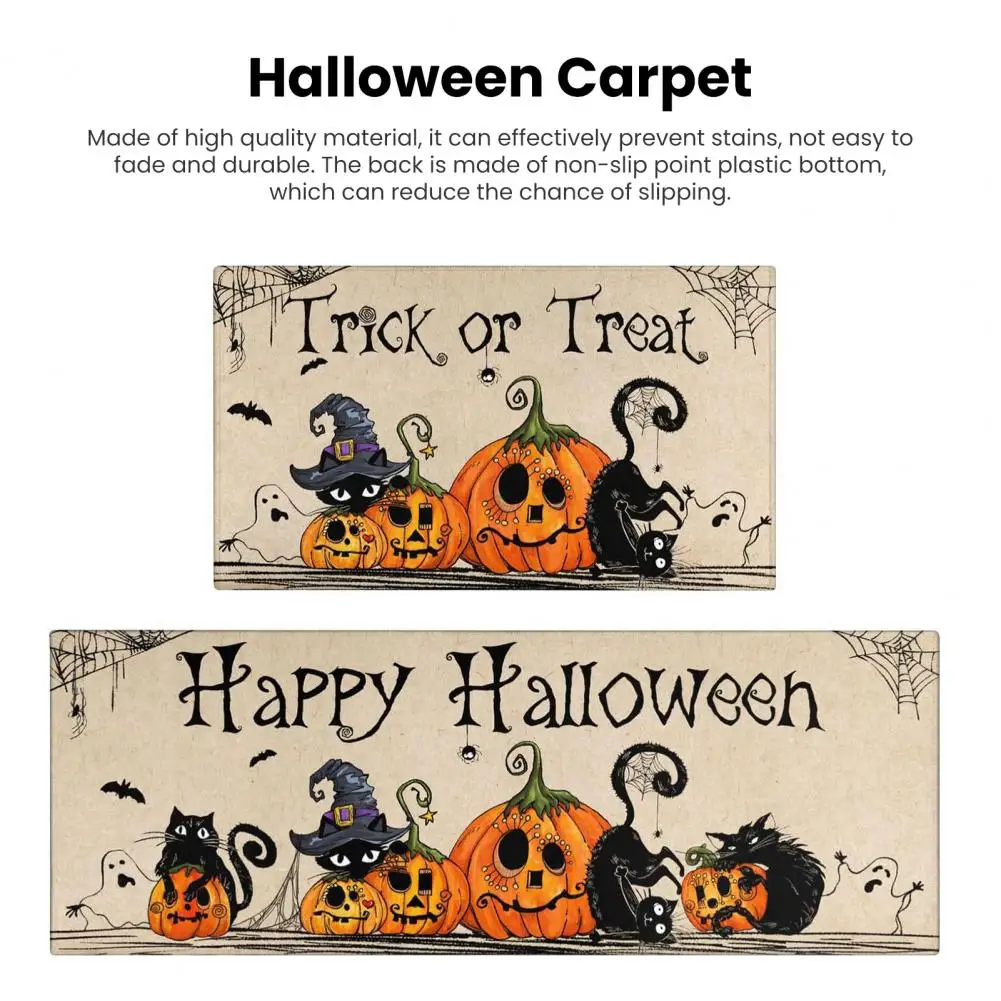 

Halloween Decor Rug Halloween Party Decoration Set 2 Super Absorbent Pumpkin Ghost Print Bathroom Floor Mats for Quick-drying