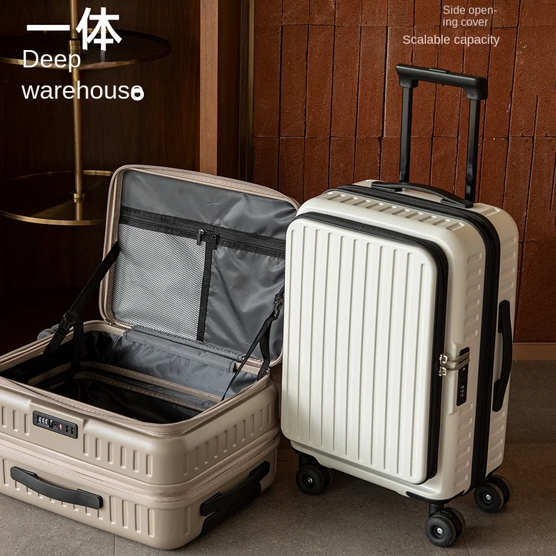 حقيبة أمتعة بفتحة جانبية للجنسين قابلة للتوسيع متعددة الوظائف عربة سفر قفل مجمع حقيبة 20-28 بوصة حامل المقصورة