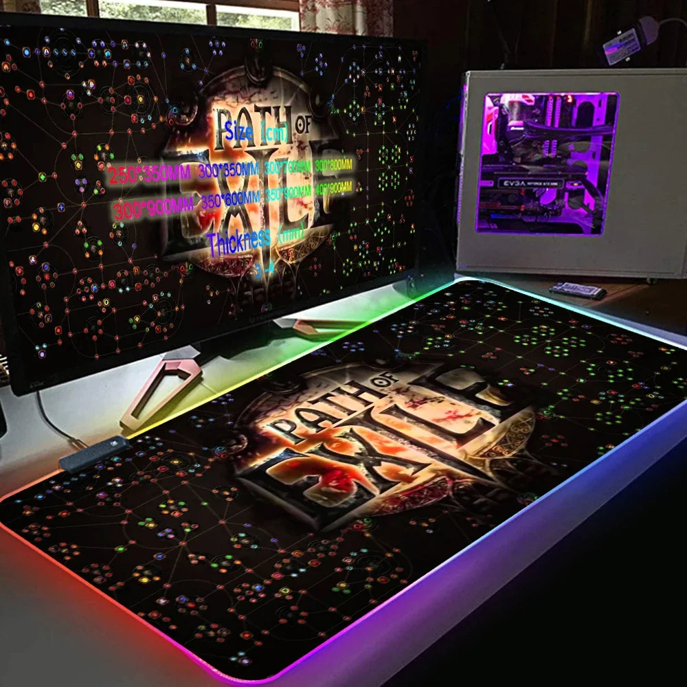 

Large RGB Keyboard mouse pad Anime Path Of Exile Mouse Mats Gaming Mousepad XL LED High Speed Computer Accessories Desk Mat