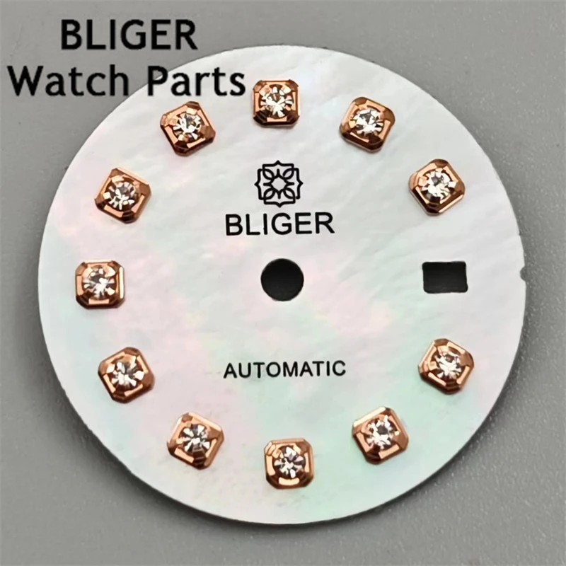 BLIGER 20.5mm Watch Dial For Ladies Watch Fit NH05A NH05 Automatic Movement Date Display Silver/Gold/Rose gold Diamond Index