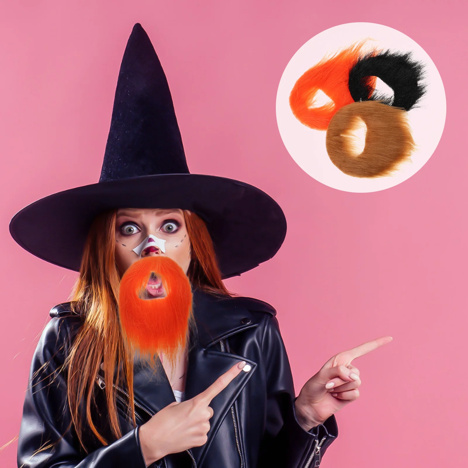 

3Pcs Fake Beard Realistic Self Adhesive Fake Mustache Set Halloween Costume Facial Hair Prop Cosplay Party Supplies