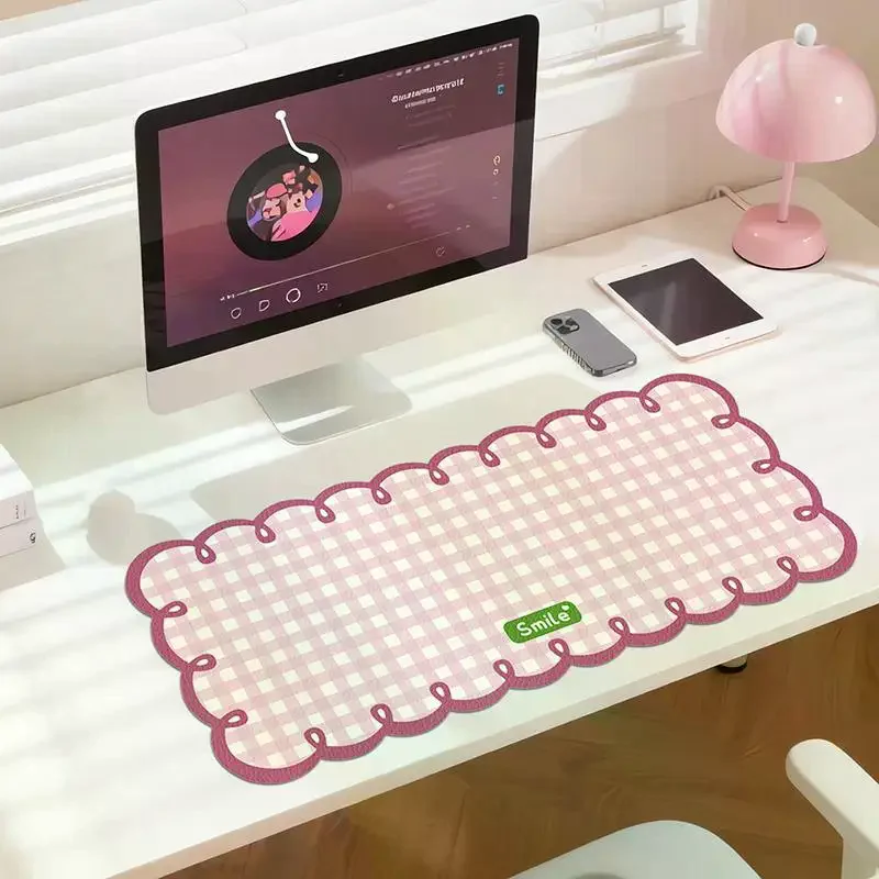 Checkered Mouse Pad Large Pink Blue Stylish Mousepads For Girls Computer Pad Keyboard Mouse Pads Desktop Pad Desk Mat Decoration