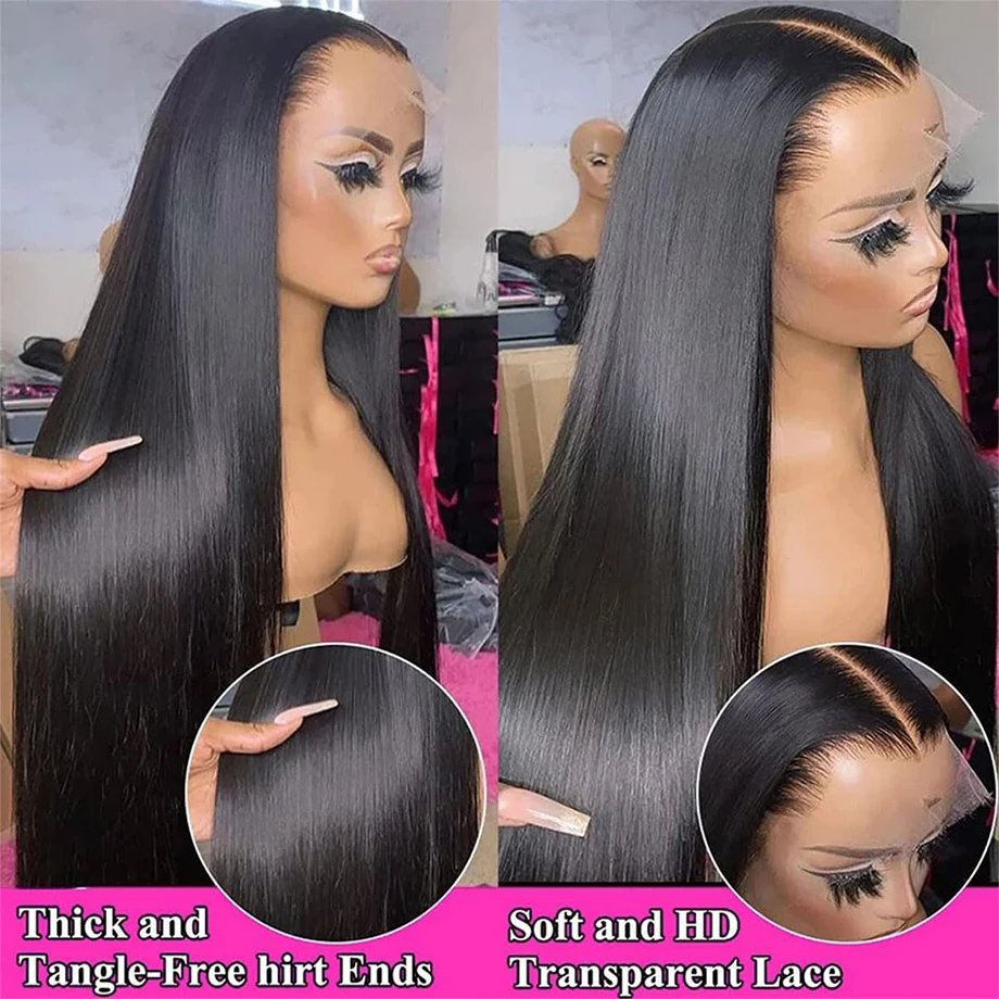 360 HD Full Lace Human Hair Wig Bone Straight 13x6 Lace Front Wig 13x4 HD Transparent Lace Frontal Wigs For Women Closure Wig