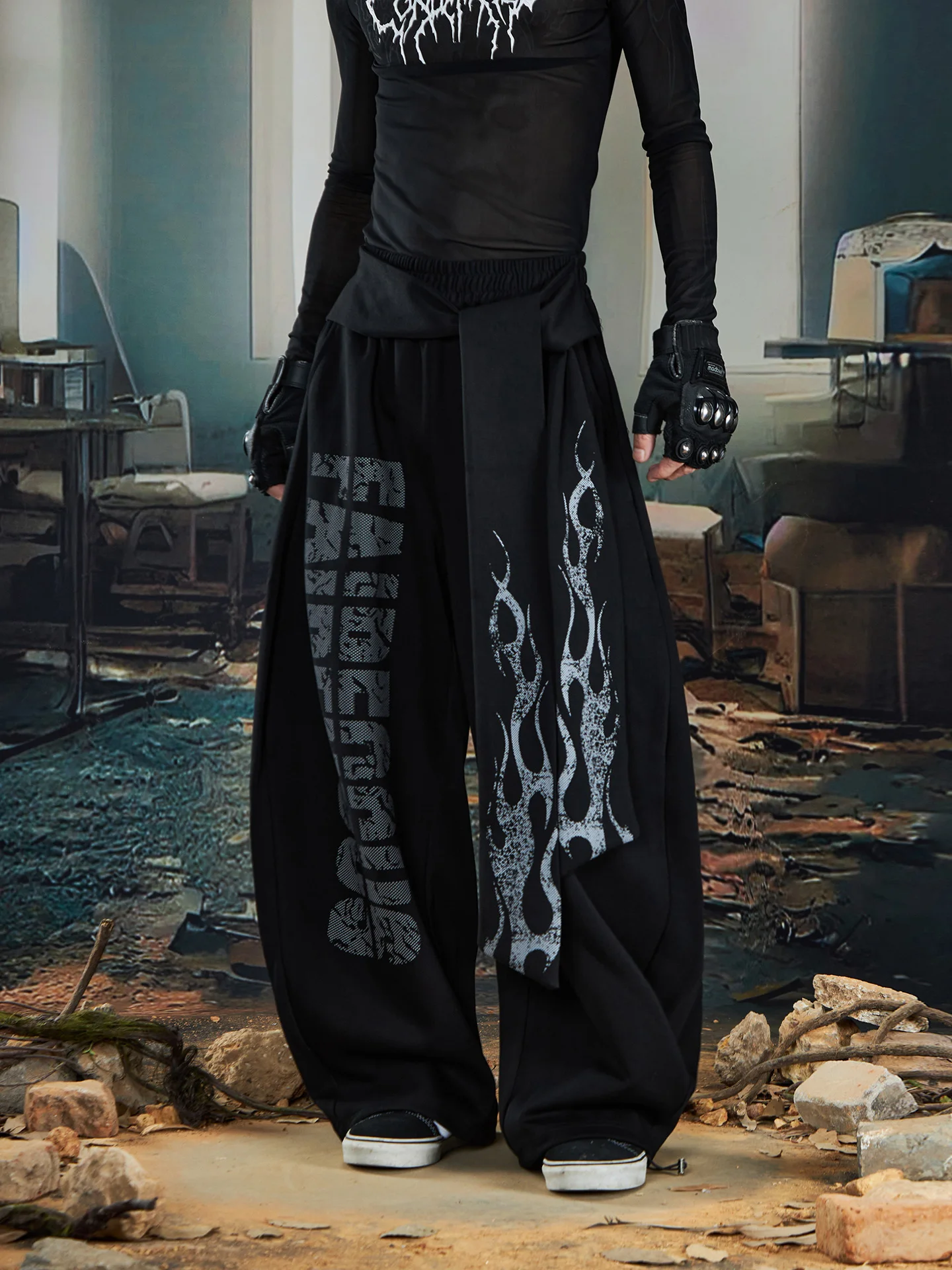 

Special-Interest Design Totem Printing Bandage Hip Hop Dancing Machete Casual Pants Sweatpants Loose Trousers