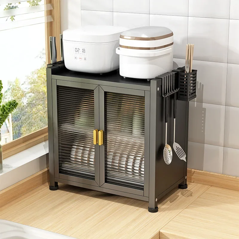 Organizer Holder Countertop Built-in Drain Dish Storage Rack Cabinet Shelf Dustproof Dish Rack Kitchen Pull-out Knife Chopsticks