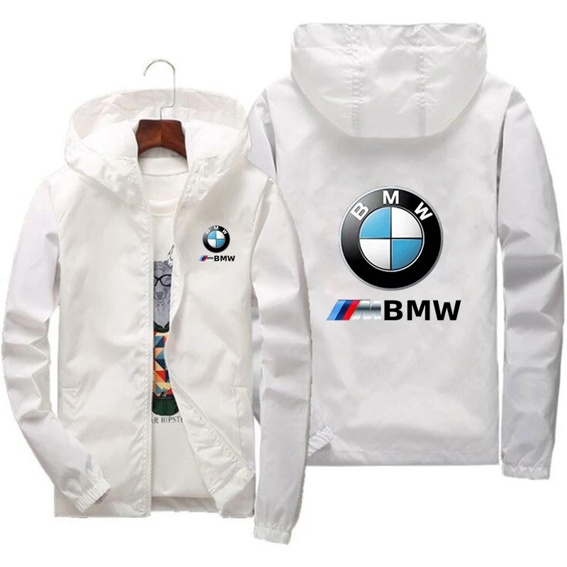 2025 BMW Spring And Autumn Men windbreaker hooded fallow jacket Travel Camp Out Mountain Climbing zipper Men windbreaker jacket