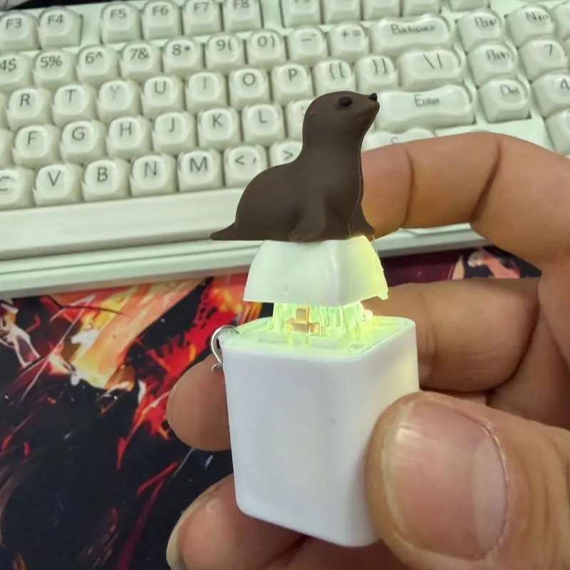 Funny Seal Husky Keychain Rechargeable Keyboard Clicker With Sound LED Light For Stress Relief Fashion Jewelry
