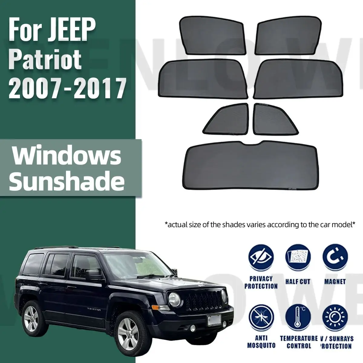 

For JEEP Patriot 2007-2017 Magnetic Car Sunshade Shield Front Windshield Frame Curtain Net Baby Rear Side Window Sun Shade Visor
